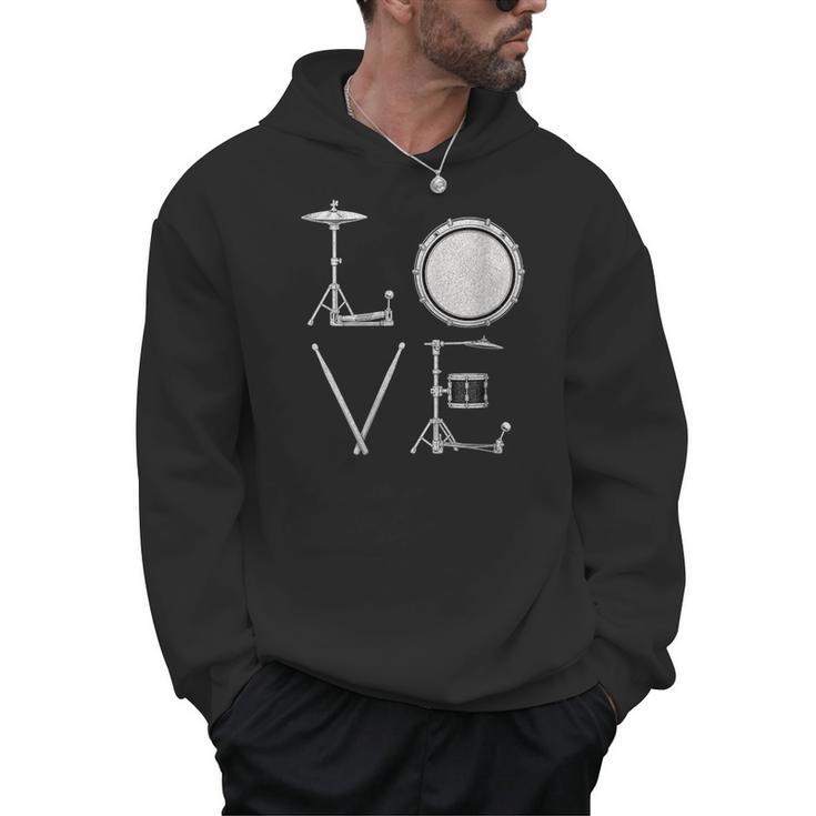 Women's Drum Kit Love Illustration For Music Enthusiasts Men Hoodie