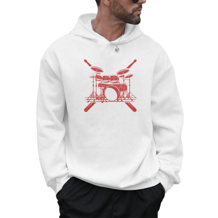 Drum Kit Percussion For Drummer Percussionist Musician Men Hoodie