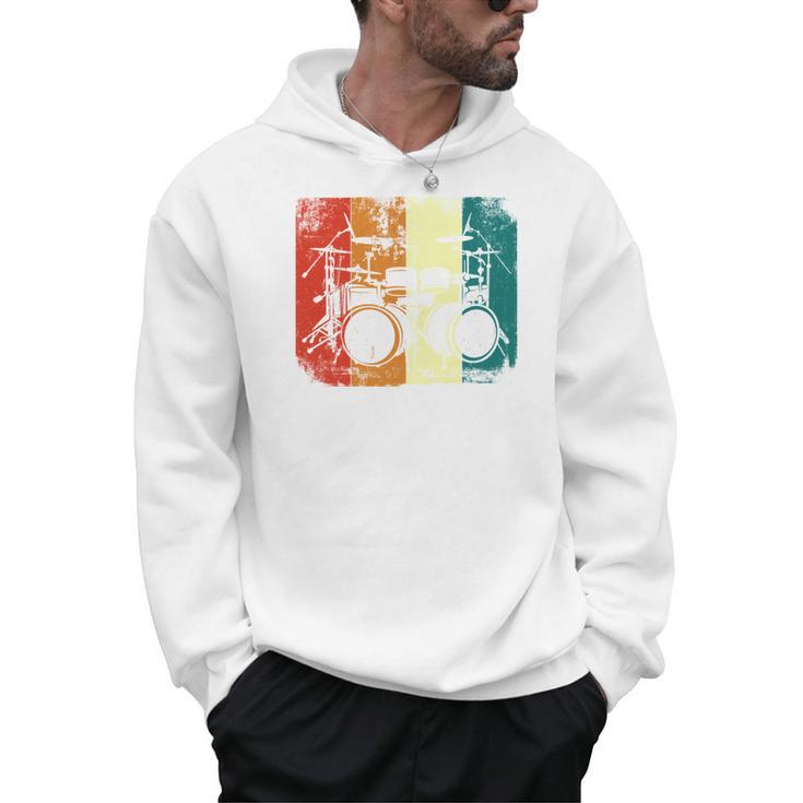 Drumset Cool Retro Vintage Drum Kit Drummer Music Percussion Men Hoodie