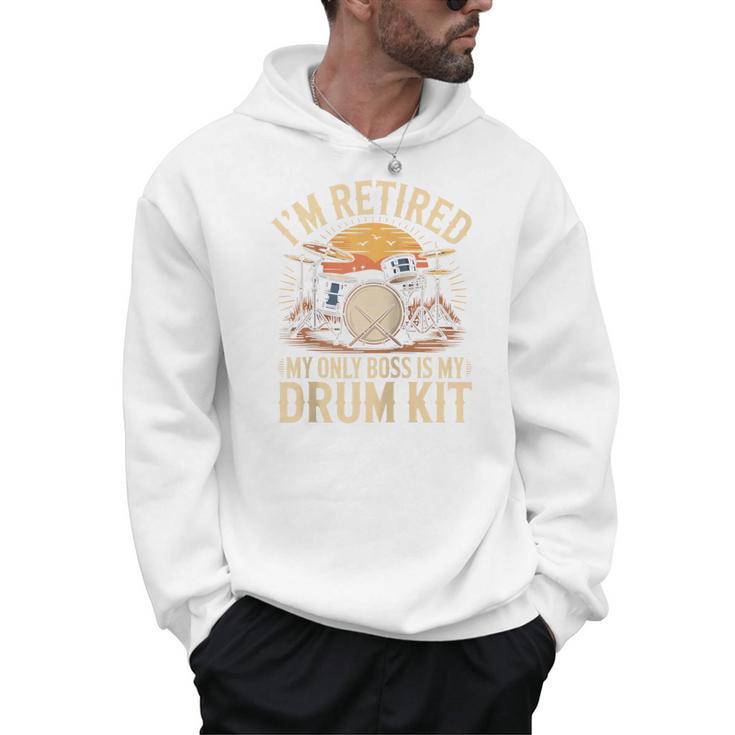 I'm Retired My Only Boss Is My Drum Kit Drums Drummer Raglan Baseball Tee Men Hoodie