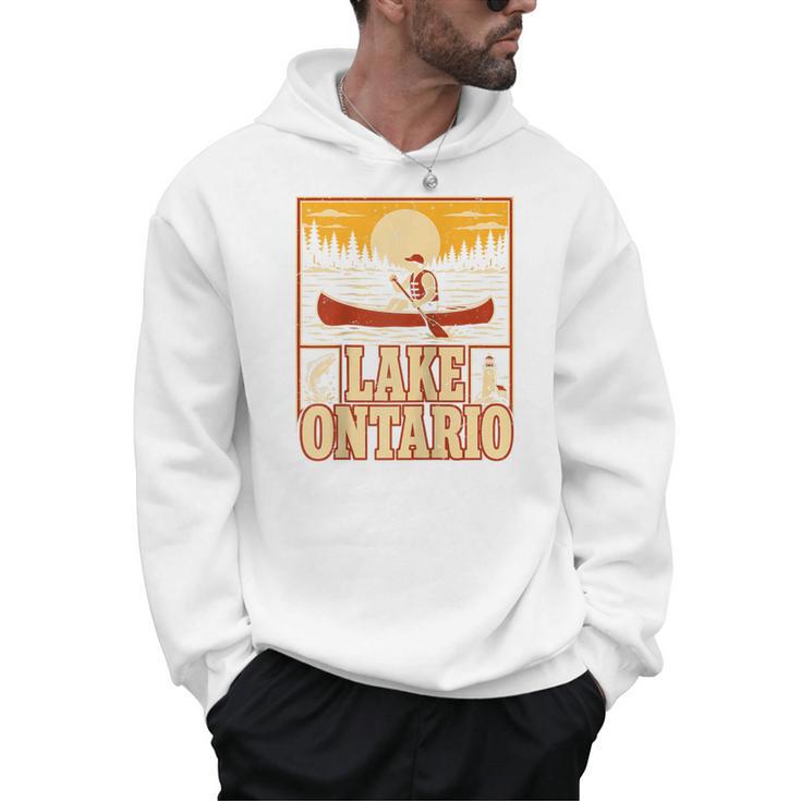 Lake Ontario Canoe Fishing Light House Sunset Retro Raglan Baseball Tee Men Hoodie
