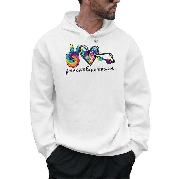Peace Love Swim Tie Dye Swimmer Swimming Summer Trip Men Hoodie