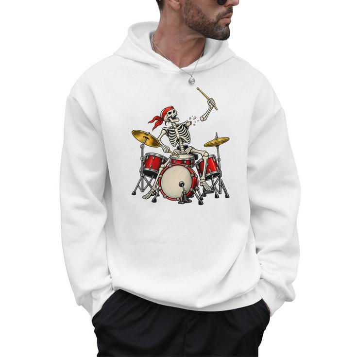 Skeleton Drummer Skull Drum Kit Halloween Raglan Baseball Tee Men Hoodie
