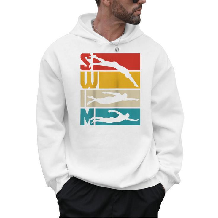 Swim Swimming Vintage Retro Swimmer Raglan Baseball Tee Men Hoodie