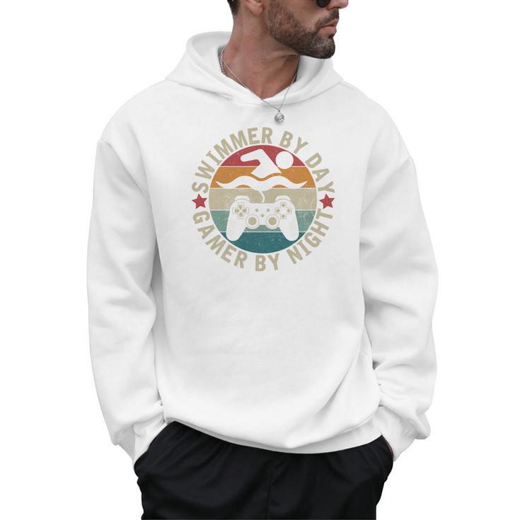 Swimmer By Day Gamer By Night Swimming Swim Gaming Men Hoodie