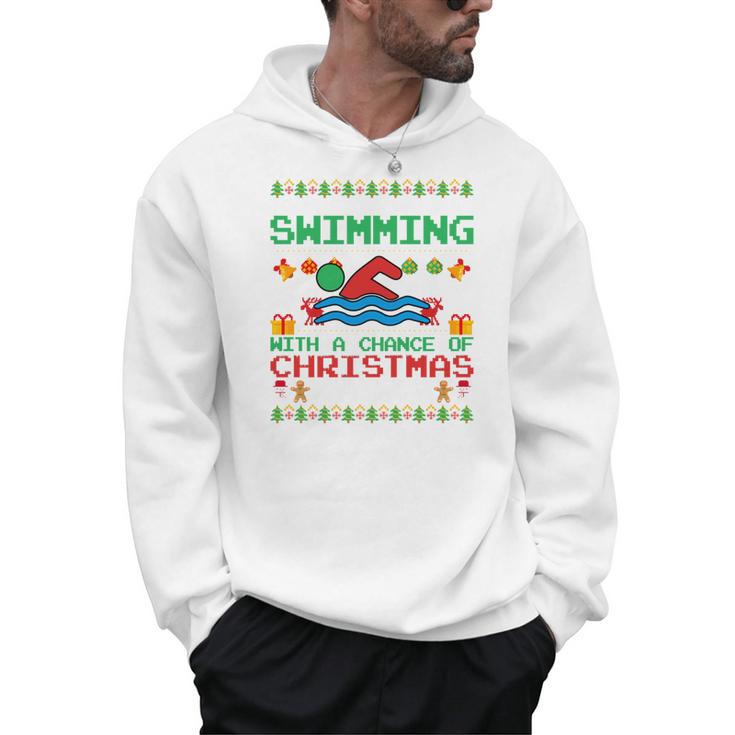 Swimming Christmas Party Swim Swimmer Christmas Ugly Style Men Hoodie