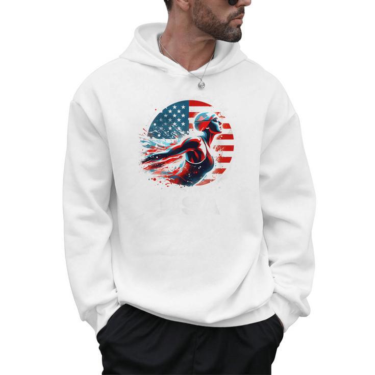 Swimming United States Apparel American Flag Swimming Men Hoodie