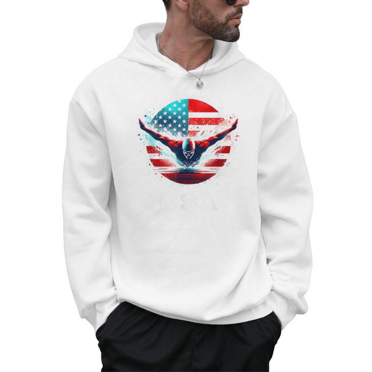 Swimming United States Shirt With American Flag Swimming Men Hoodie