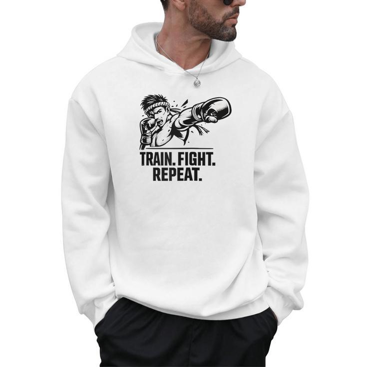 Train Fight Repeat Nak Muay Thai Boxing Fighter Raglan Baseball Tee Men Hoodie
