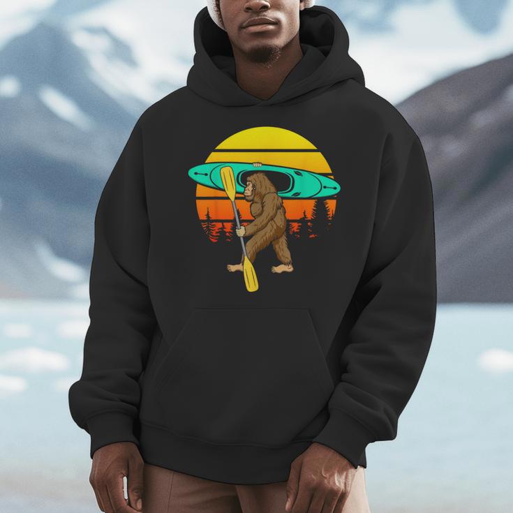 Bigfoot Kayak Paddling Lake Rafts Inflatable Canoe Sasquatch Men Hoodie