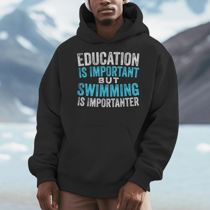 Education Is Important But Swimming Is Importanter Swimmer Men Hoodie Education Is Important But Swimming Is Importanter Swimmer Men Hoodie