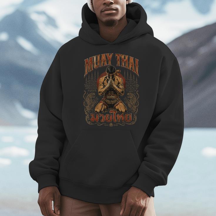 Faded Muay Thai Fighter Nak Muay Thailand Boxing Men Hoodie