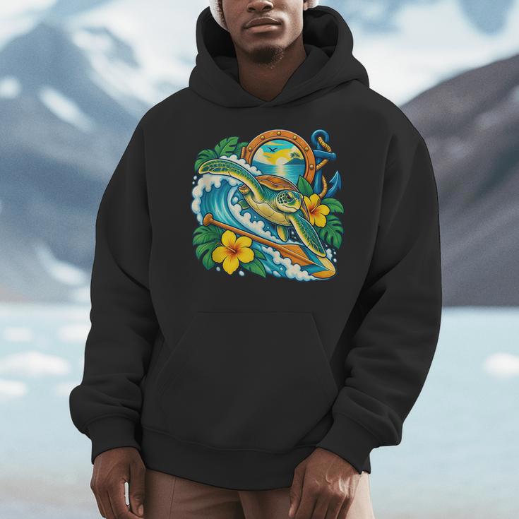 Green Sea Turtle Surfs Past a Canoe Paddle Sleeveless Men Hoodie Green Sea Turtle Surfs Past a Canoe Paddle Sleeveless Men Hoodie