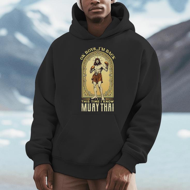 Jesus Knows Muay Thai Boxing Kickboxing MMA Men Hoodie