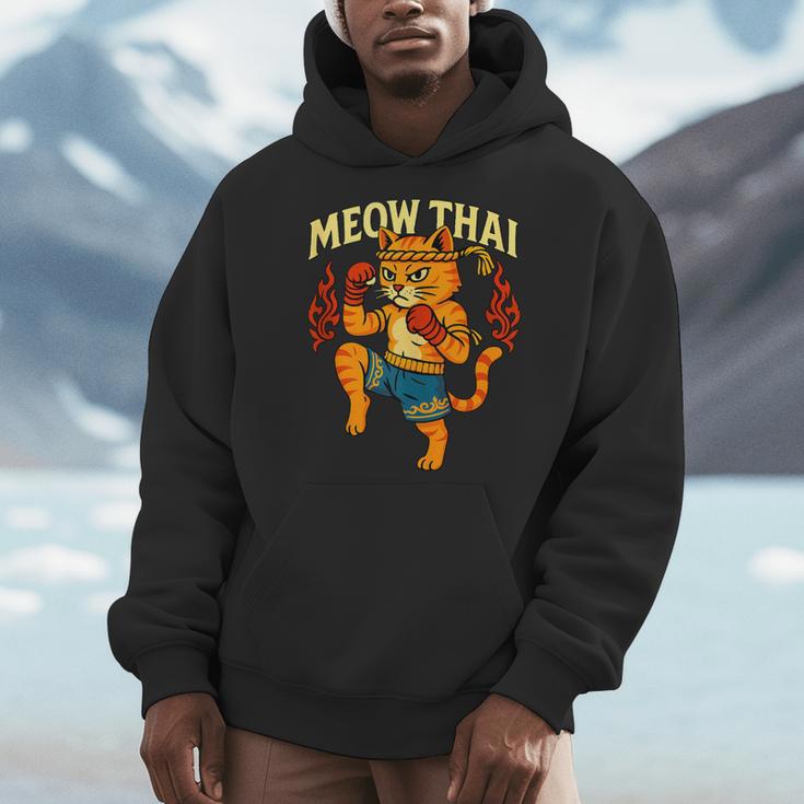 Meow Thai Muay Thai Cat Fighter Pun Dad Joke Men Hoodie Meow Thai Muay Thai Cat Fighter Pun Dad Joke Men Hoodie
