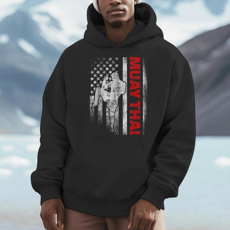 Muay Thai Boxing US American Flag Men Hoodie Muay Thai Boxing US American Flag Men Hoodie