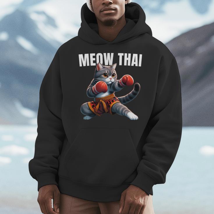 Muay Thai Cat Meow Thai Boxing Martial Art Kids Men Hoodie