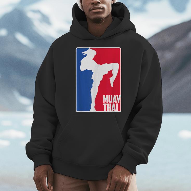 Muay Thai Fighter Retro Kickboxing Training MMA Men Hoodie