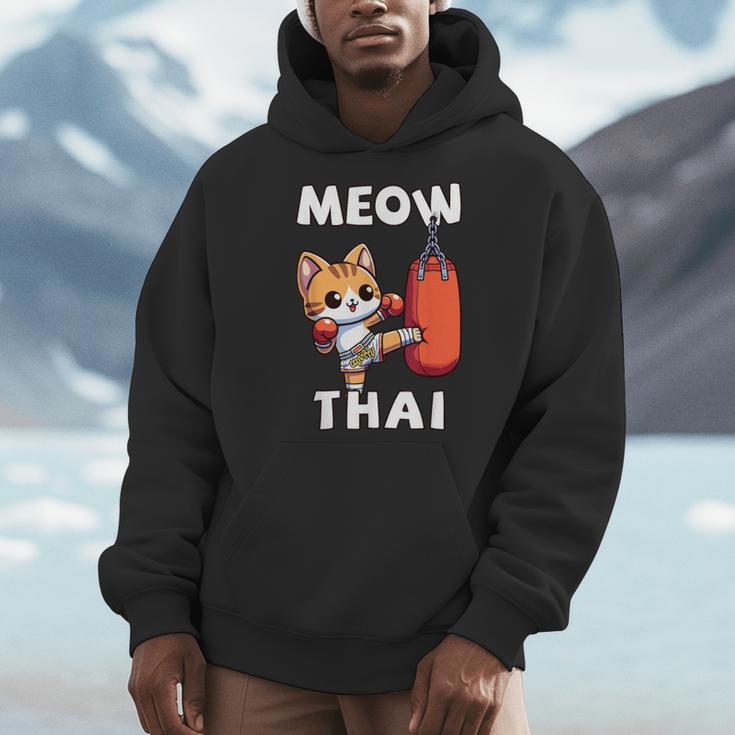 Muay Thai Meow Thai Thai Boxing For Boys Muay Thai Cat Men Hoodie