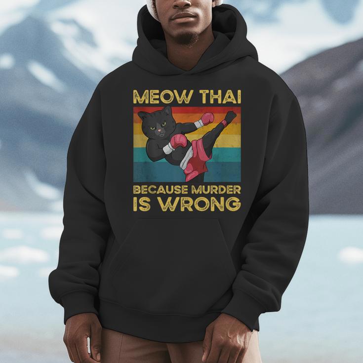 Muay Thai Because Murder Is Wrong Cat Meow Thai Men Hoodie Muay Thai Because Murder Is Wrong Cat Meow Thai Men Hoodie