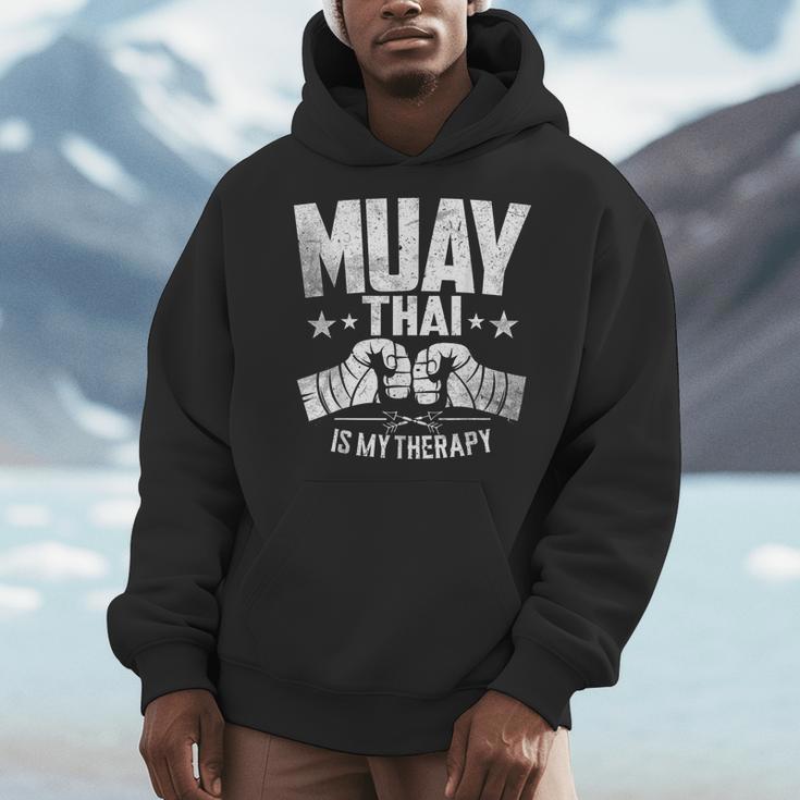 Muay Thai Is My Therapy Muay Thai Lovers Muay Thai Men Hoodie Muay Thai Is My Therapy Muay Thai Lovers Muay Thai Men Hoodie