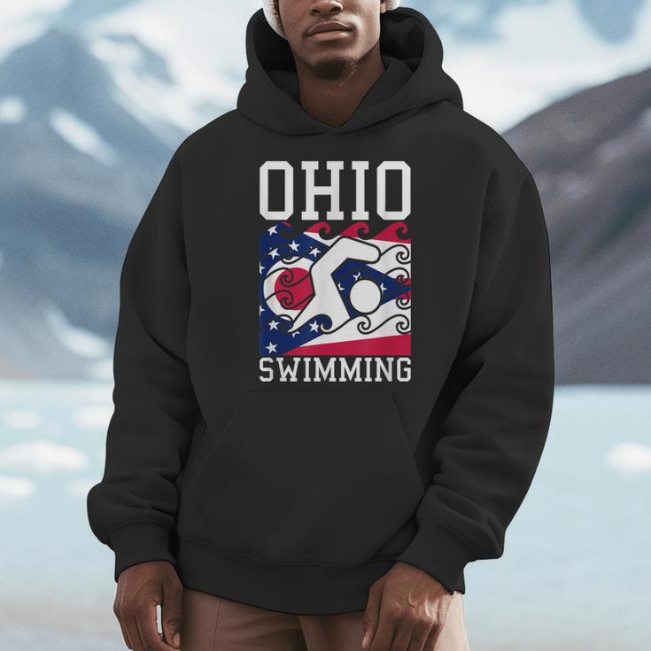 Ohio Flag Swimming Team Swim Swimmer US State Men Hoodie