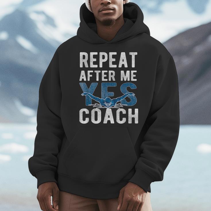 Repeat Yes Swim Coaching Swimming Coaches Men Hoodie