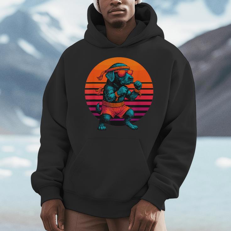 Retro Dog With Gloves Muay Thai Fighter Men Hoodie