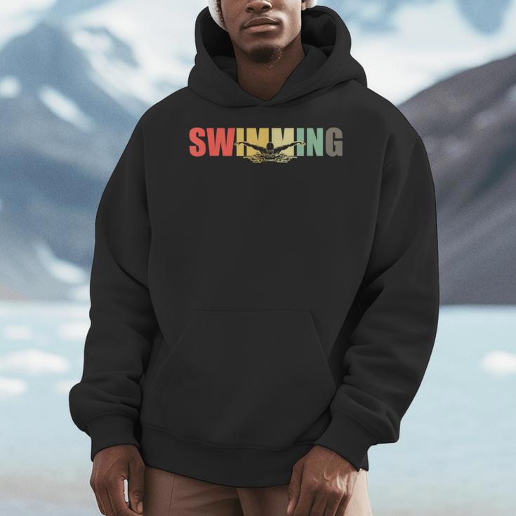 Retro Swimming Vintage Swimming Swimmer Men Hoodie