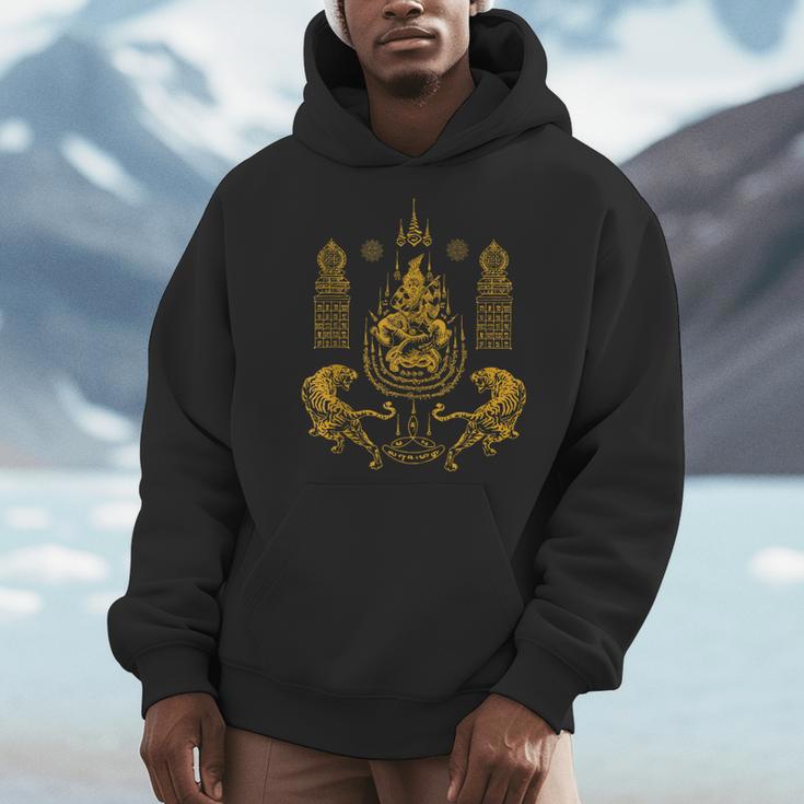 Sawadee Thai Traditional Sak Yant Thai Twin Tigers Muay Thai Men Hoodie