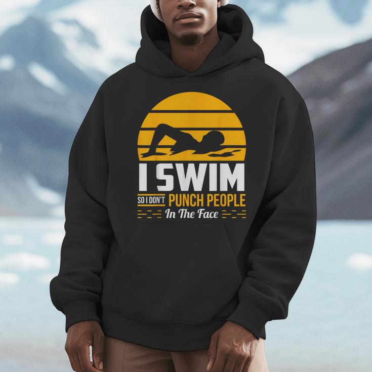 Swimming Swimmer Swim Team So I Don't Punch Men Hoodie Swimming Swimmer Swim Team So I Don't Punch Men Hoodie