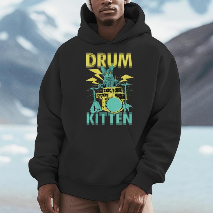 Women's Cute Drummer Cat Drum Kitten Men Hoodie Women's Cute Drummer Cat Drum Kitten Men Hoodie