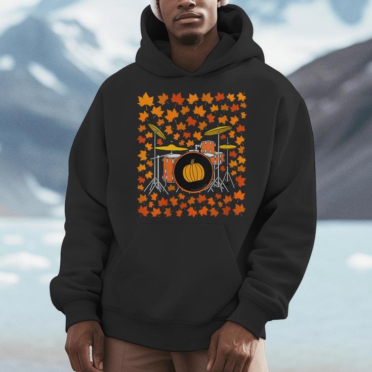 Women's Drum Kit With Leaves Fall Drummer Autumn Musician Men Hoodie Women's Drum Kit With Leaves Fall Drummer Autumn Musician Men Hoodie
