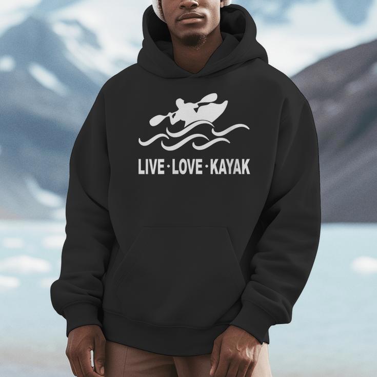Women's Kayaking Live Love Kayak Kayaker Canoe Boat Paddling Lover Men Hoodie