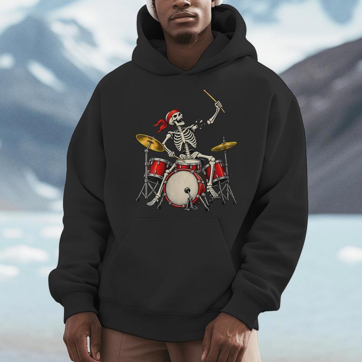 Women's Skeleton Drummer Skull Drum Kit Halloween Men Hoodie Women's Skeleton Drummer Skull Drum Kit Halloween Men Hoodie