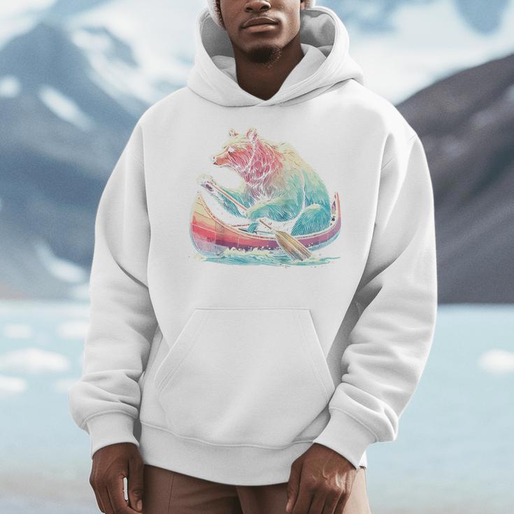 Canoe Bear Canoeing Raglan Baseball Tee Men Hoodie