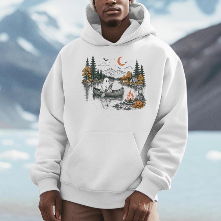 Canoe Ghost Camping Ghost Lake Halloween Spooky Fall Camping Men Hoodie