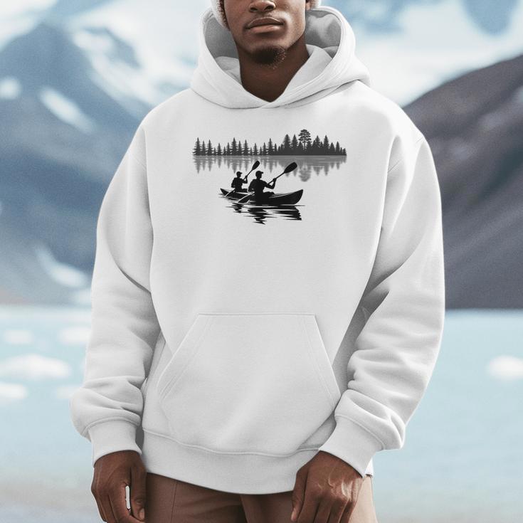 Canoe Silhouette Forest Lake Reflection Men Hoodie Canoe Silhouette Forest Lake Reflection Men Hoodie