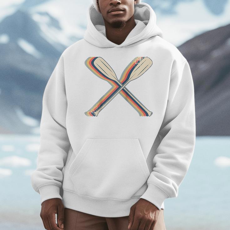 Canoeing Canoe Paddle Paddling Retro Line Art Raglan Baseball Tee Men Hoodie