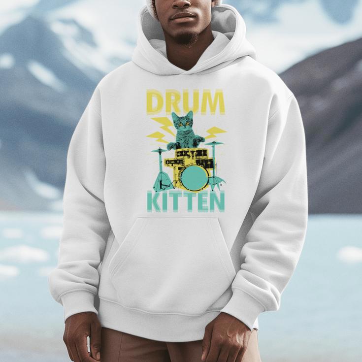 Cute Drummer Cat Drum Kitten Men Hoodie