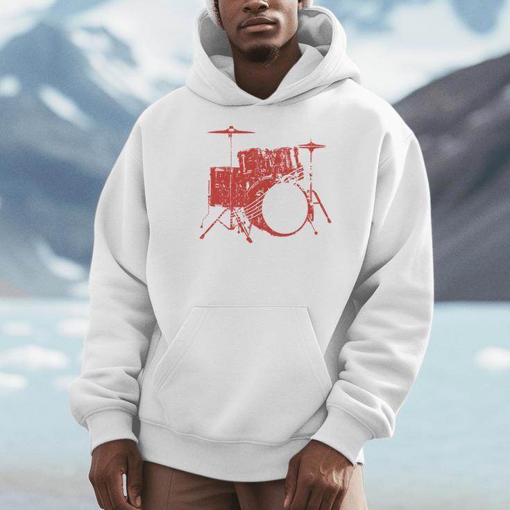 Drum Kit Drummer Band Musical Instrument Rock Music Men Hoodie