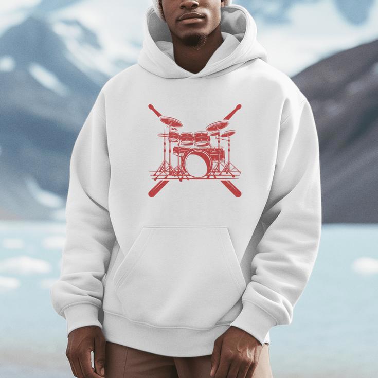 Drum Kit Percussion For Drummer Percussionist Musician Men Hoodie Drum Kit Percussion For Drummer Percussionist Musician Men Hoodie