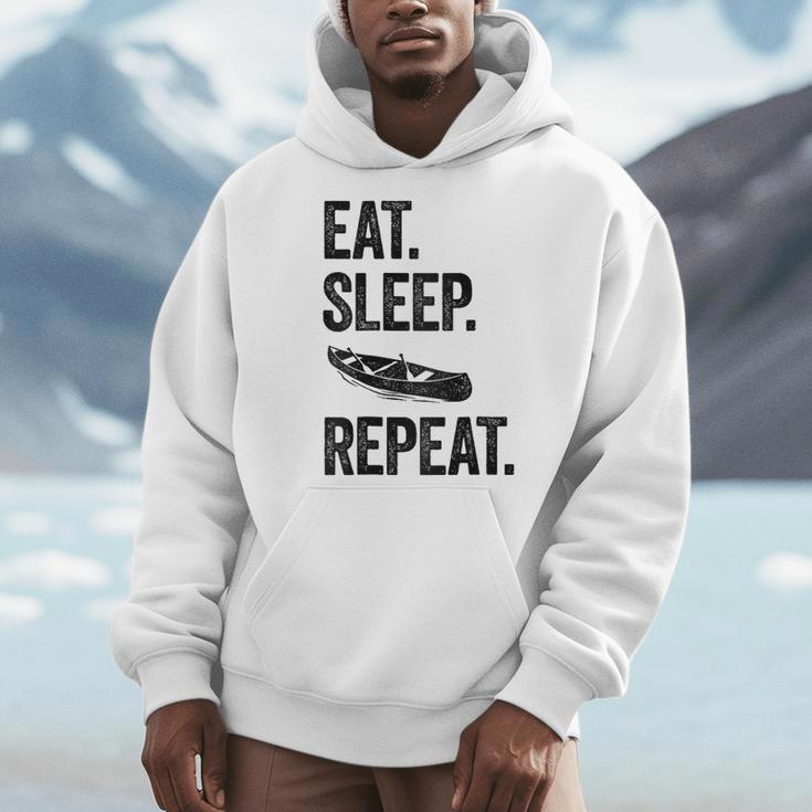 Eat Sleep Canoe Repeat Canoeing Outdoors Raglan Baseball Tee Men Hoodie