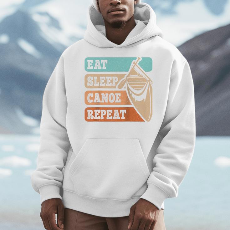 Eat Sleep Canoe Repeat Vintage Canoeing Canoeist Men Boys Raglan Baseball Tee Men Hoodie