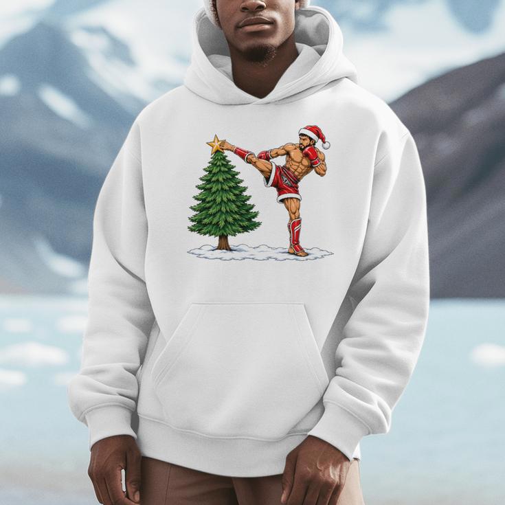Festive Muay Thai Santa Christmas Men Hoodie