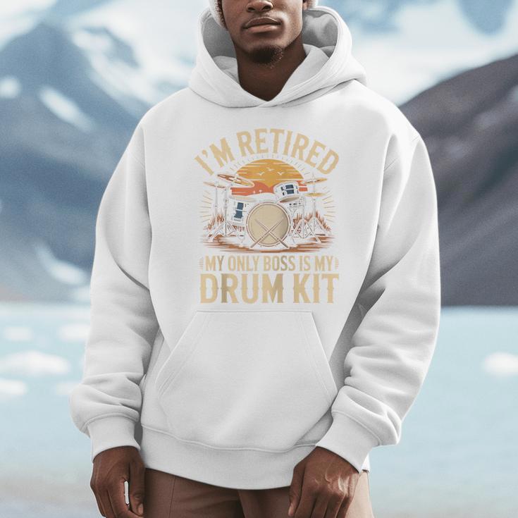I'm Retired My Only Boss Is My Drum Kit Drums Drummer Raglan Baseball Tee Men Hoodie I'm Retired My Only Boss Is My Drum Kit Drums Drummer Raglan Baseball Tee Men Hoodie
