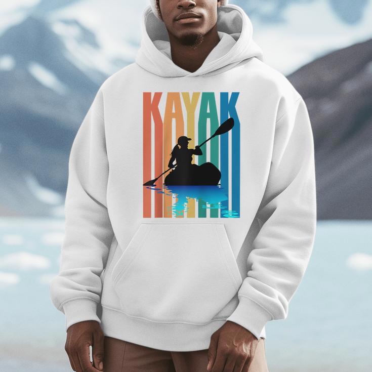 Kayaking Kayak Retro Art Canoe Raglan Baseball Tee Men Hoodie