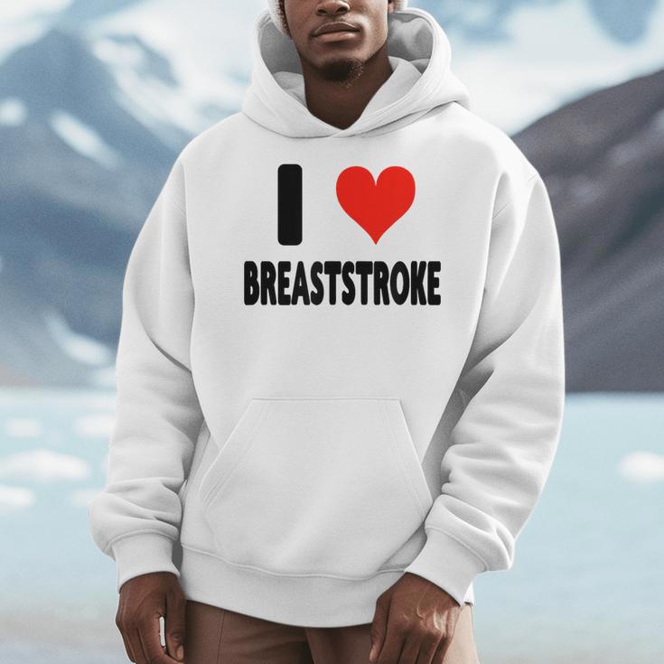 I Love Breaststroke Heart Swim Swimmer Pool Swimming Men Hoodie