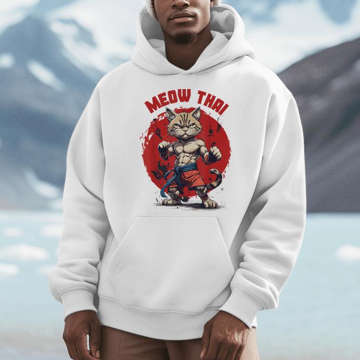 Meow Thai Funny Muay Thai And Cats Lover Men Hoodie Meow Thai Funny Muay Thai And Cats Lover Men Hoodie