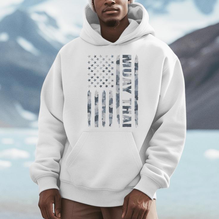 Muay Thai American Flag Camo Military Patriotic Men Hoodie